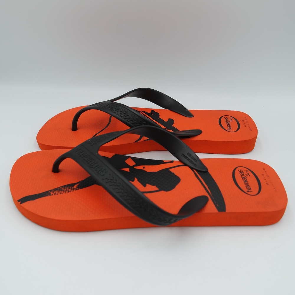 Havaianas Surf Mens Flip Flops Orange Black Surfer Graphic Sandals Size 10/11